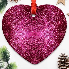 Pink Glitter Heart Ornament (two Sides) by boho