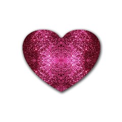 Pink Glitter Rubber Coaster (heart)  by boho