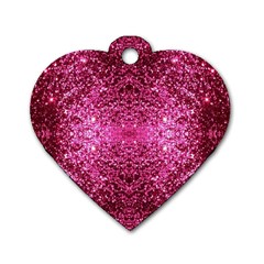 Pink Glitter Dog Tag Heart (two Sides) by boho