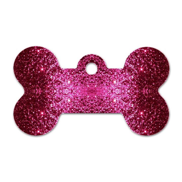 Pink Glitter Dog Tag Bone (One Side)