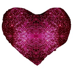 Pink Glitter Large 19  Premium Heart Shape Cushions by boho