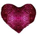 Pink Glitter Large 19  Premium Heart Shape Cushions Front