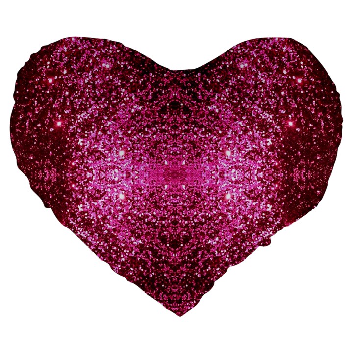 Pink Glitter Large 19  Premium Heart Shape Cushions