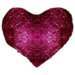 Pink Glitter Large 19  Premium Heart Shape Cushions Back