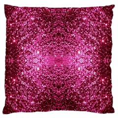 Pink Glitter Large Flano Cushion Case (one Side) by boho