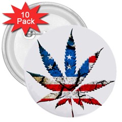 Marijuana 3  Buttons (10 Pack) 