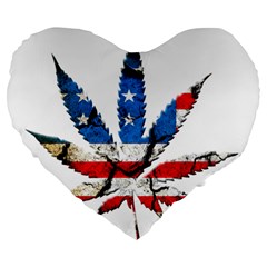 Marijuana Large 19  Premium Heart Shape Cushions by boho