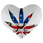 Marijuana Large 19  Premium Flano Heart Shape Cushions Back