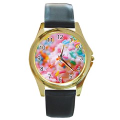 Birthday Cake Round Gold Metal Watch by boho