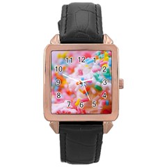 Birthday Cake Rose Gold Leather Watch  by boho