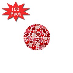 Red Hearts 1  Mini Buttons (100 Pack)  by boho