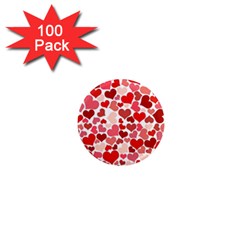 Red Hearts 1  Mini Magnets (100 Pack)  by boho