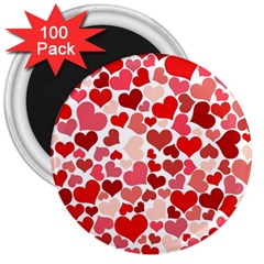 Red Hearts 3  Magnets (100 Pack) by boho