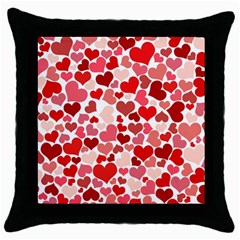 Red Hearts Throw Pillow Case (black) by boho