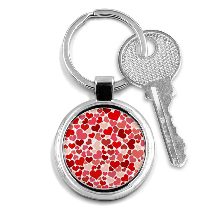 Red Hearts Key Chains (Round) 