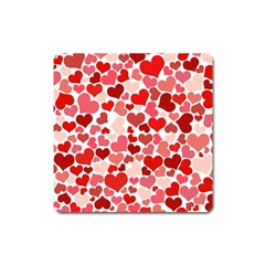 Red Hearts Square Magnet by boho