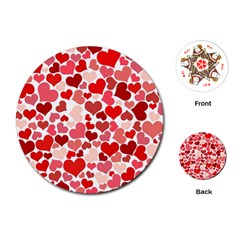 Red Hearts Playing Cards (round)  by boho