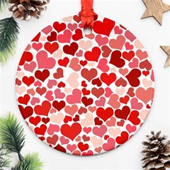 Red Hearts Round Ornament (two Sides)