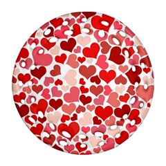 Red Hearts Round Filigree Ornament (two Sides)