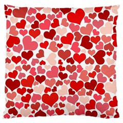 Red Hearts Large Flano Cushion Case (one Side) by boho