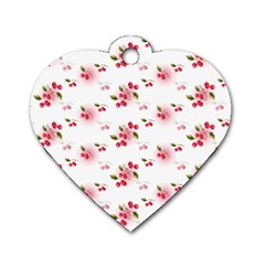 Vintage Cherry Dog Tag Heart (one Side) by boho