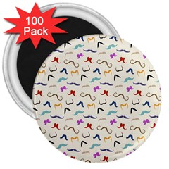 Mustaches 3  Magnets (100 Pack) by boho