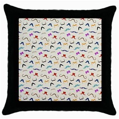 Mustaches Throw Pillow Case (black) by boho