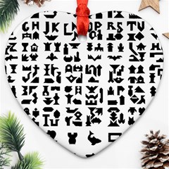 Anchor Puzzle Booklet Pages All Black Heart Ornament (two Sides) by Simbadda