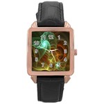 Art Shell Spirals Texture Rose Gold Leather Watch  Front