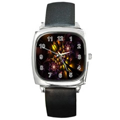 Art Design Image Oily Spirals Texture Square Metal Watch