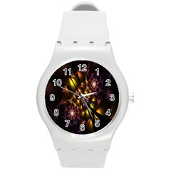 Art Design Image Oily Spirals Texture Round Plastic Sport Watch (m)