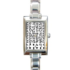 Anchor Puzzle Booklet Pages All Black Rectangle Italian Charm Watch by Simbadda