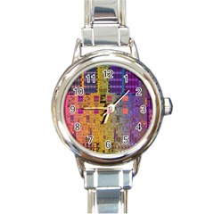 Circuit Board Pattern Lynnfield Die Round Italian Charm Watch by Simbadda