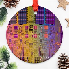 Circuit Board Pattern Lynnfield Die Ornament (round) by Simbadda