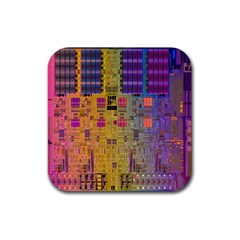 Circuit Board Pattern Lynnfield Die Rubber Coaster (square)  by Simbadda