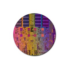 Circuit Board Pattern Lynnfield Die Rubber Round Coaster (4 Pack)  by Simbadda