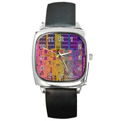 Circuit Board Pattern Lynnfield Die Square Metal Watch by Simbadda