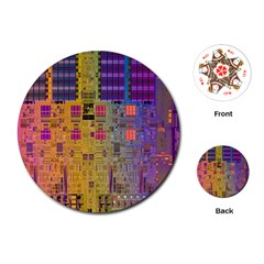 Circuit Board Pattern Lynnfield Die Playing Cards (round)  by Simbadda