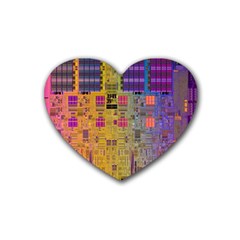 Circuit Board Pattern Lynnfield Die Rubber Coaster (heart)  by Simbadda