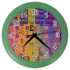 Circuit Board Pattern Lynnfield Die Color Wall Clocks by Simbadda