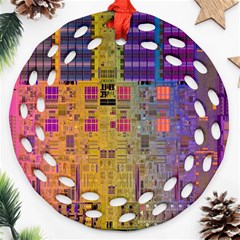 Circuit Board Pattern Lynnfield Die Ornament (round Filigree) by Simbadda