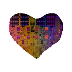 Circuit Board Pattern Lynnfield Die Standard 16  Premium Heart Shape Cushions by Simbadda