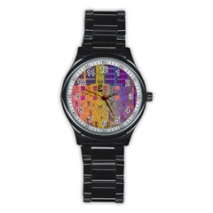 Circuit Board Pattern Lynnfield Die Stainless Steel Round Watch by Simbadda