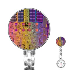 Circuit Board Pattern Lynnfield Die Stainless Steel Nurses Watch by Simbadda