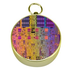 Circuit Board Pattern Lynnfield Die Gold Compasses by Simbadda