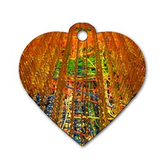 Circuit Board Pattern Dog Tag Heart (two Sides) by Simbadda