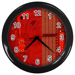 Computer Texture Red Motherboard Circuit Wall Clocks (black) by Simbadda