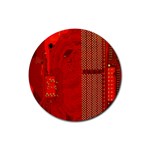 Computer Texture Red Motherboard Circuit Rubber Coaster (Round)  Front