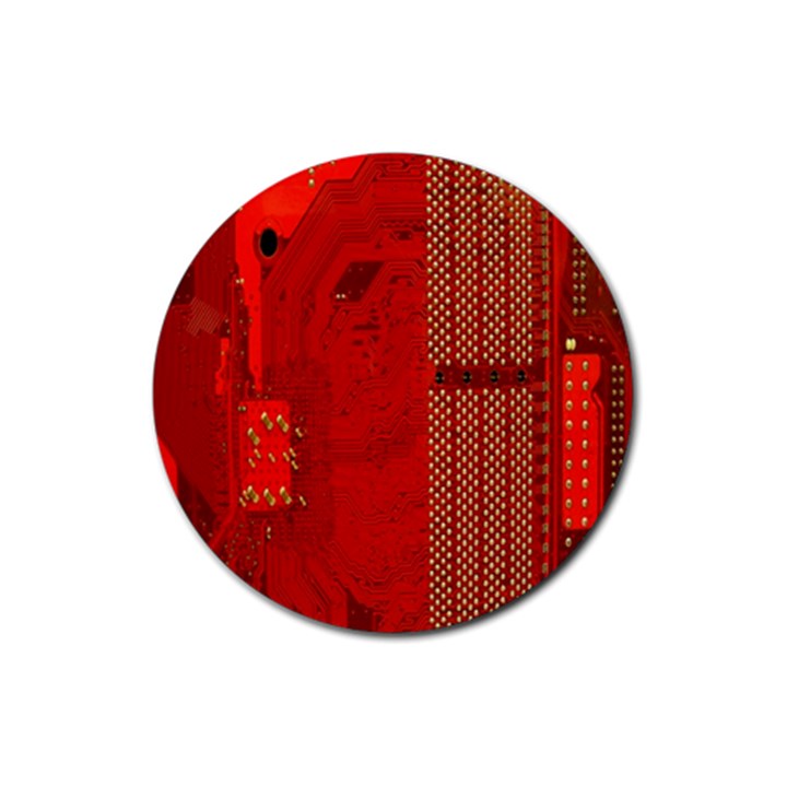 Computer Texture Red Motherboard Circuit Rubber Coaster (Round) 