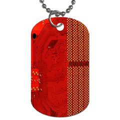 Computer Texture Red Motherboard Circuit Dog Tag (two Sides) by Simbadda